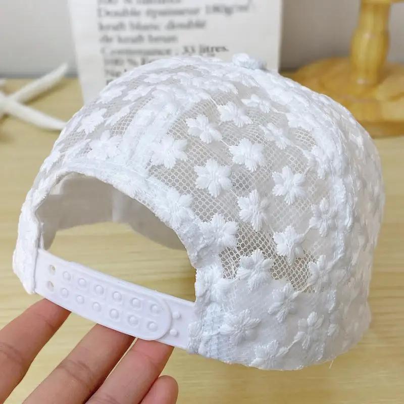 Breathable Summer Thin Lace Baseball Cap Women's Embroidered Flower Mesh Sunshade Hat Korean Style Fashionable Outdoor Cap