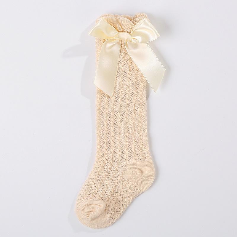 

Детские носки однотонные милые длинные носки с бантом детские носки M бежевый