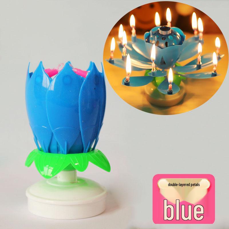 Lotus Blooming Musical Birthday Cake Candle - Smoke-free & Odorless for Kids' Celebrations