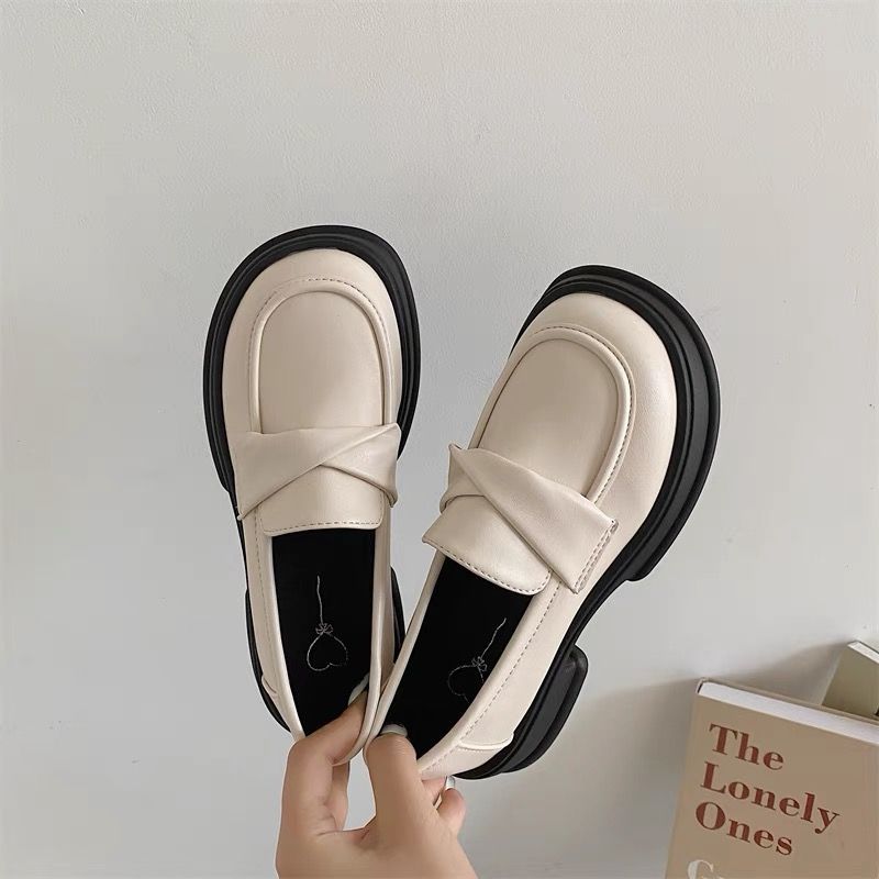 Platform Loafers Women's Shoes 2025 New Height-increasing Women's Shoes British Style Small Leather Shoes Women's Black Single Shoes