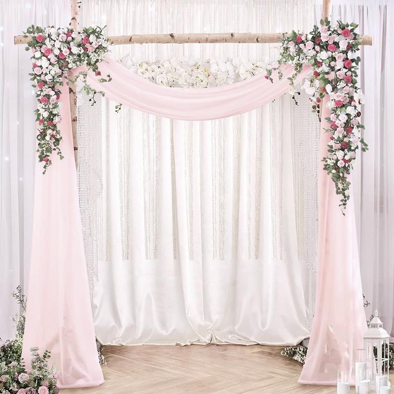 Dark Green Chiffon Wedding Arch Draping Fabric Sheer Curtains Drapery Ceremony Reception Backdrop Curtain Party Swag Christmas