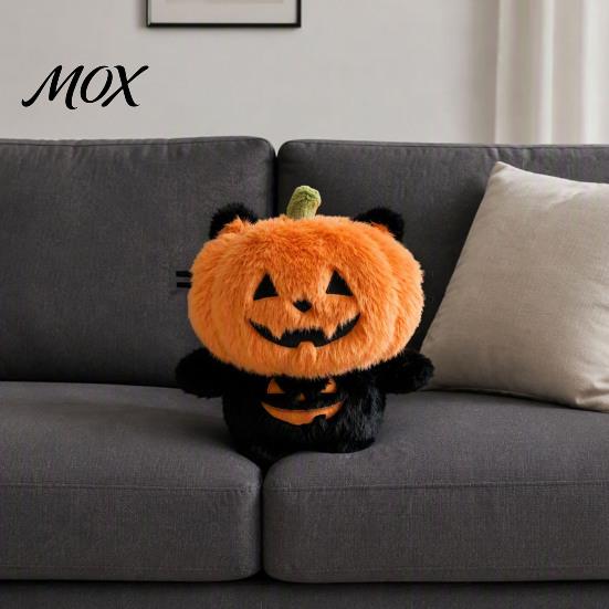 Dekorative Wurfkissen für das Sofa Halloween Kürbis Plüschkissen mit Katzenohren & Krallen, Orange Flauschige Dekoration Weiches Kuscheltier Kissen, Herbst