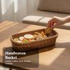 Rectangular Woven Storage Basket with Rounded Corners Handwoven for Dining Table