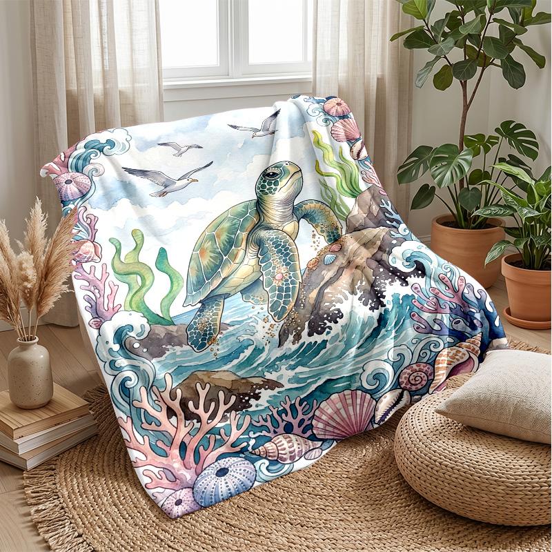 Ocean Life Adventure 53 Theme Blanket Lightweight Warm Flannel Blanket Decorative Throw Blanket for Home Decoration