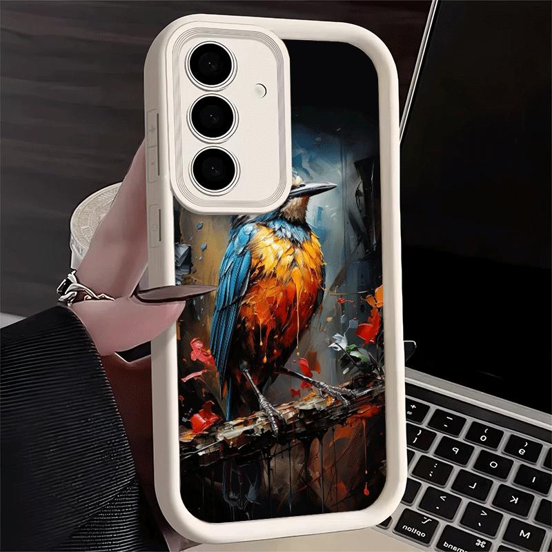 Phone Case for Samsung Galaxy S26 S25 Ultra S24 FE Bird Oil Painting Style Shell S23 Plus S22 + S21 S20 5G Soft Silicone Funda