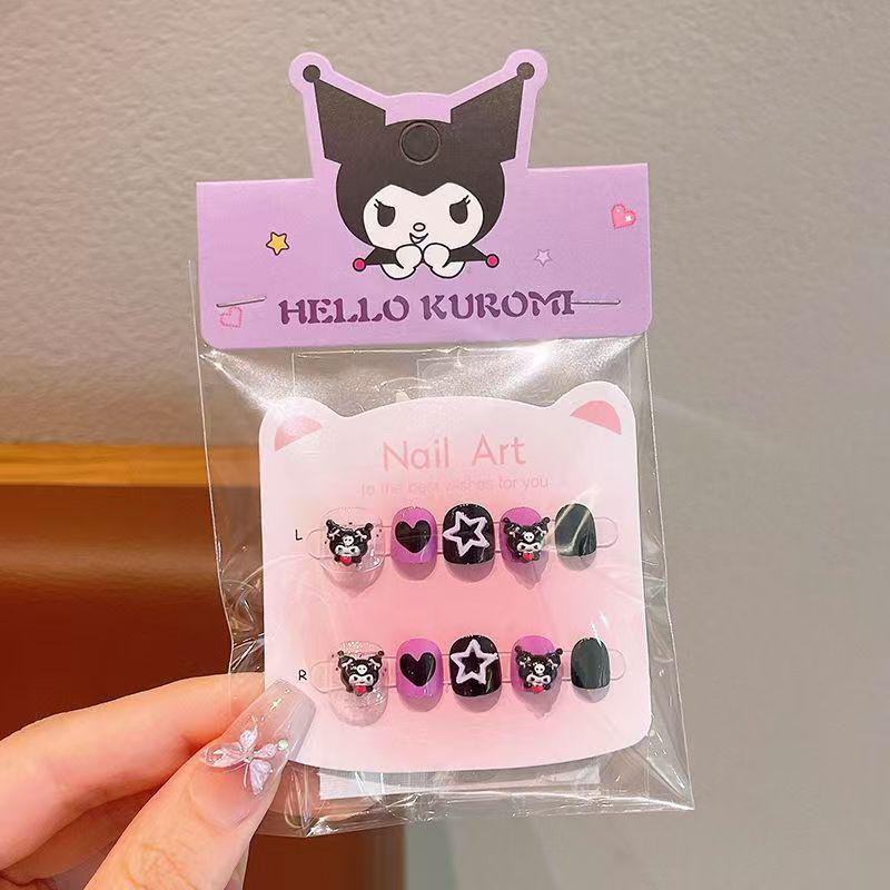 Cartoon Kids' Wearable Nail Tips - Cute Self-Adhesive Jelly Stickers for Girls