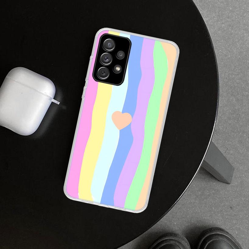 Rainbow Gradient Love Phone Case Cover for Samsung Galaxy A12 A22 A32 A52 A72 A02S A51 A50S A31 A20S A10S Note 20 Ultra 10 Plus