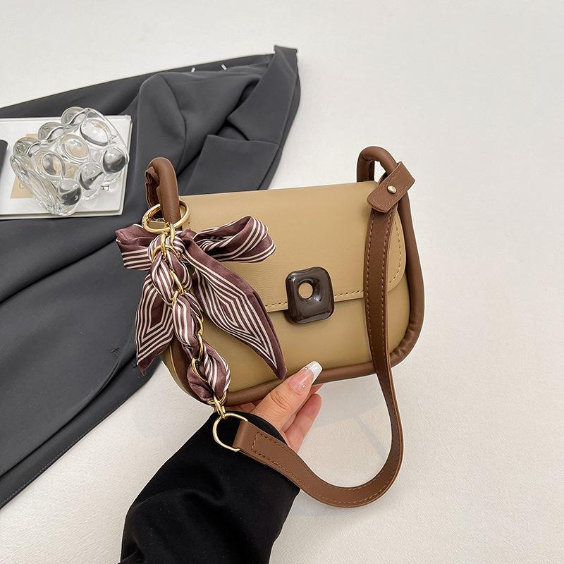 

Popular solid color simple new trendy silk scarf large capacity crossbody texture underarm shoulder small square bag