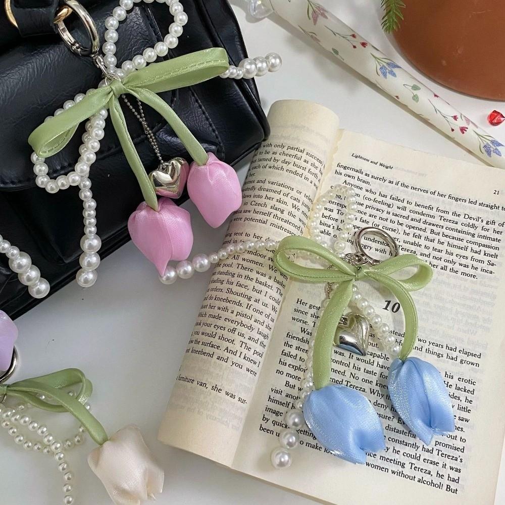 Ribbon Pearl Lace Bow Bag Accessories DIY Bag Charm Pendant Fashion Key Chains  Mobile Phone Chain