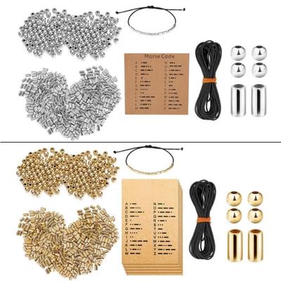 Kit per la Creazione di Braccialetti Fai da Te Perline Distanziatrici Rotonde Perline Distanziatrici a Tubo Lungo Braccialetto Regolabile Manualmente Collana Scheda Codice Morse