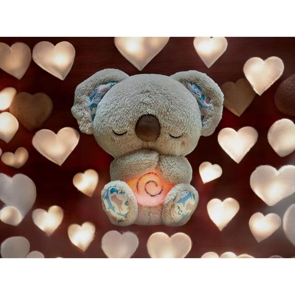 Simulated Breathing Koala Bear Plush Toy 25x15cm Brown Soother Stuffed Animal with Lullabies