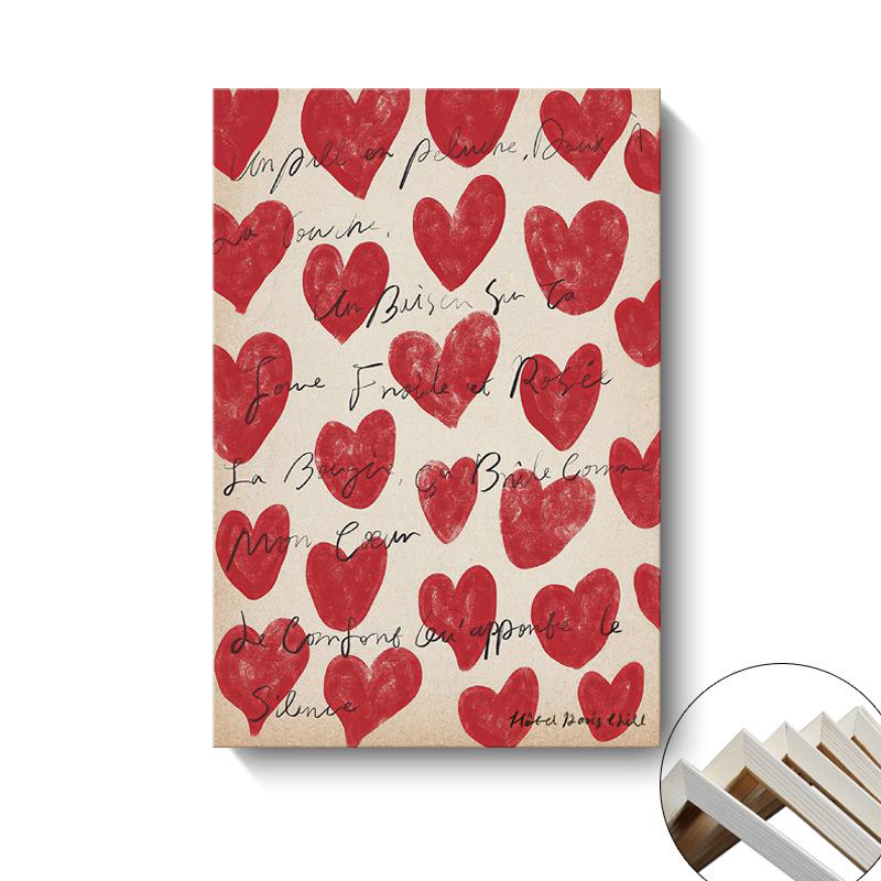 Французский Ретро Красное Сердце Рождественская Елка Арт Постер с Рамкой 30x40cm