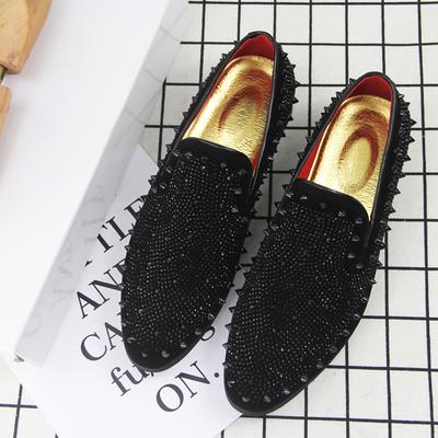 Luxury Brand NEW Men's Rivets Shoes Black Punk Flats Loafers Men Handmade Spiked Man Party Wedding Shoes Soft Moccasins