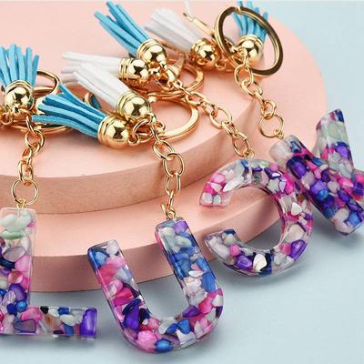 Tassel Keychain Fashion 26 English Letters Transparent Acrylic Pendant Bag Hanging Ornament