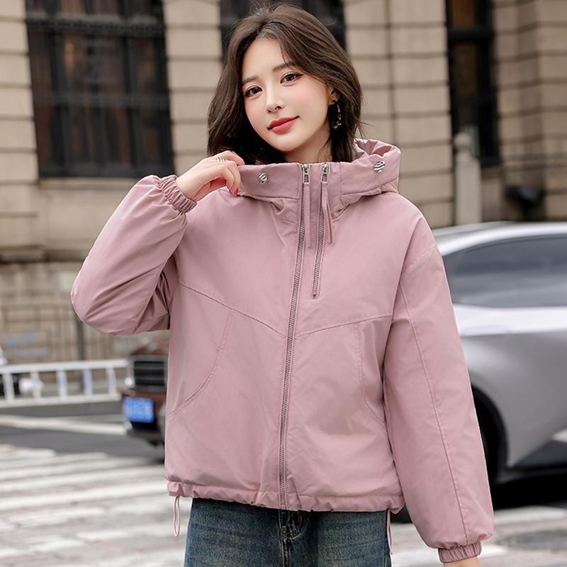 Dámské módní zimní bundy s kapucí, ležérní parka, dámské s dlouhým rukávem, hřejivé krátké kabáty