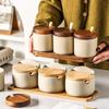 Japanese Retro Ceramic Spice Jar Set for Kitchen and Restaurant Storage