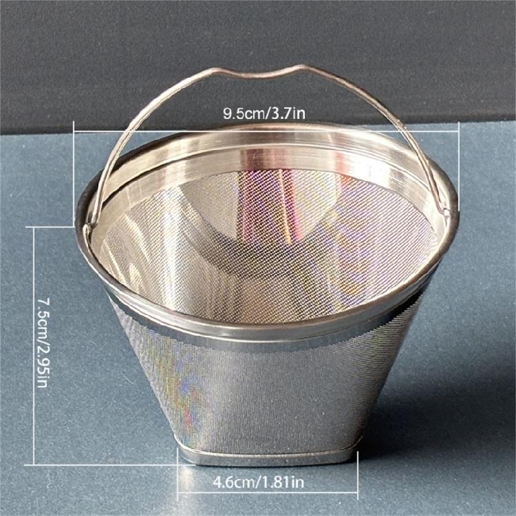 Durable 304 Stainless Steel Cone Coffee Filter Fine Mesh Screen Practical Coffee Machine Replacement Accessories