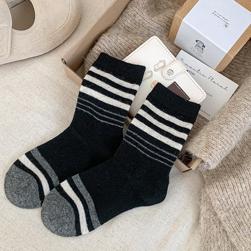Striped Thickened Wool Socks Warm Socks Versatile College Style Heat Storage Pile Socks