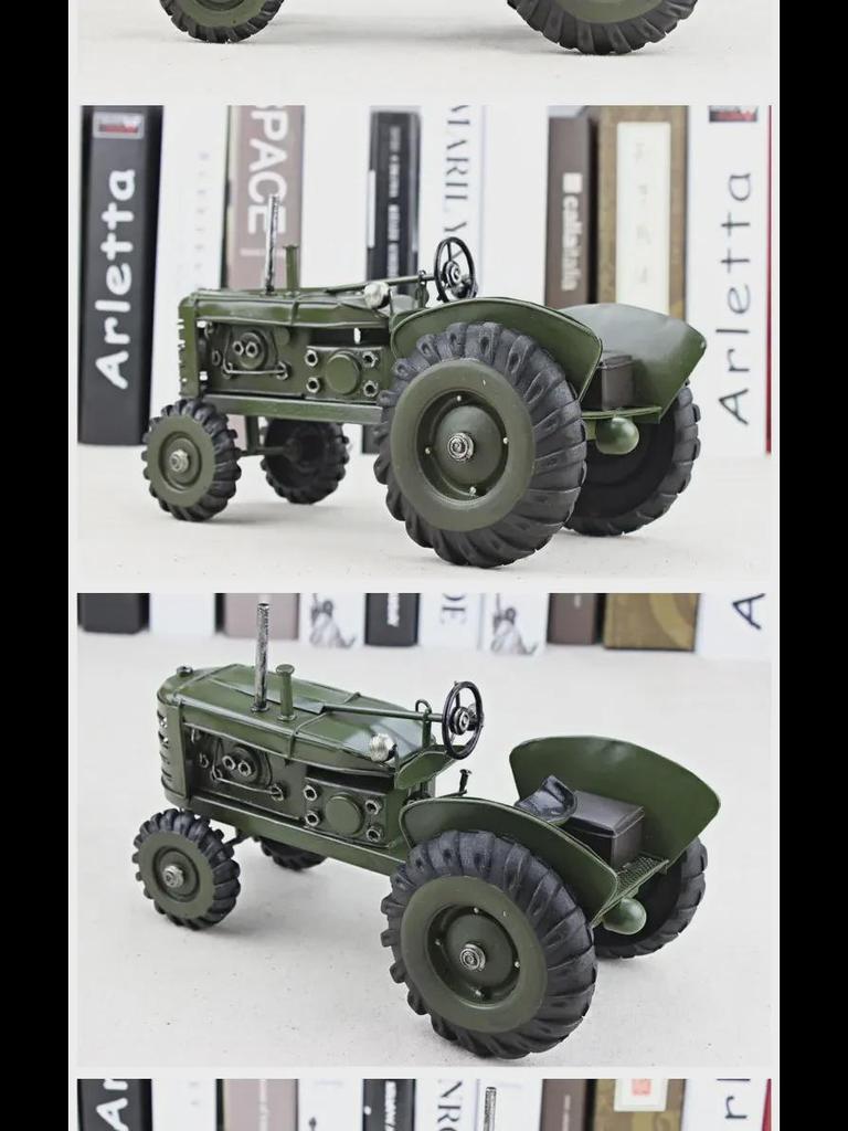 Handmade Vintage Red Iron Tractor Model Crafts