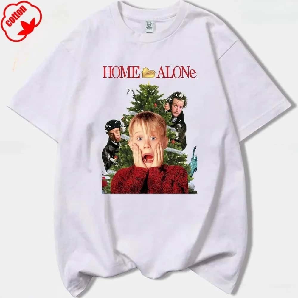 Alone Kevin Fun Christmas Printed Tshirt Retro Mens Tshirt Mens Clothing Christmas Gift Cotton Brain Decayed Tshirt