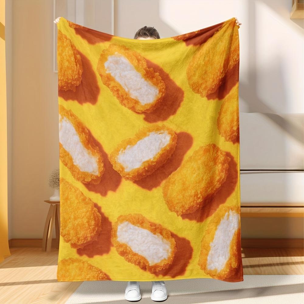 1pc, Chicken Nugget Blanket, Soft Warm Flannel Throw, Lightweight Food-Themed Blanket for, Living Room, Sofa, Perfect Gift for H