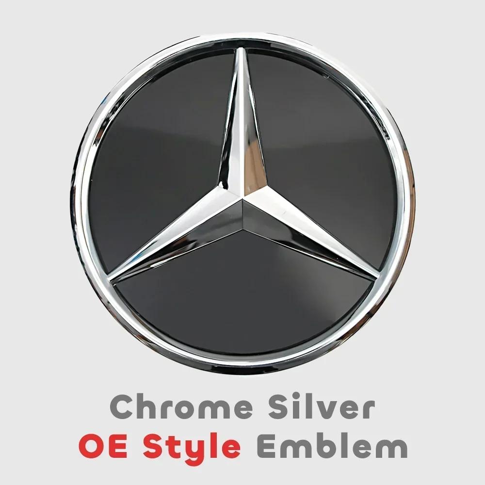 C200 E300 2026 Gorący Chrom Srebrny Błyszczący Czarny Gwiazda Przednia Osłona Chłodnicy Dekoracyjna Odznaka Emblemat w Stylu OE Chrom Srebrny Dla Mercedes Benz