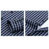 Men's High-Grade 4-Way Stretch Plaid Print Long Sleeve Shirt, Turn-down Collar Men Shirt Wholesale