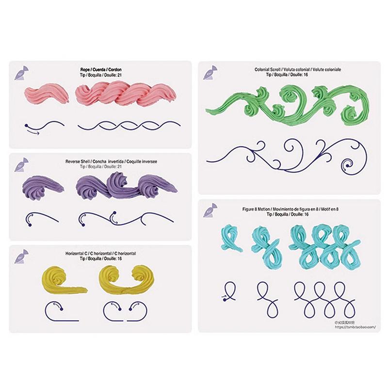 27Pcs/14Sheets Cake Icing Piping Diy Practice Drawing Board Template Paper Decor Practice Template Paste Fondant Decorating