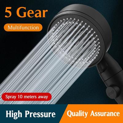 5-gear High Pressure Shower Head with Stop Button Multifunction Boost Silicon Outlet Holes Handhoeld Shower Nozzle