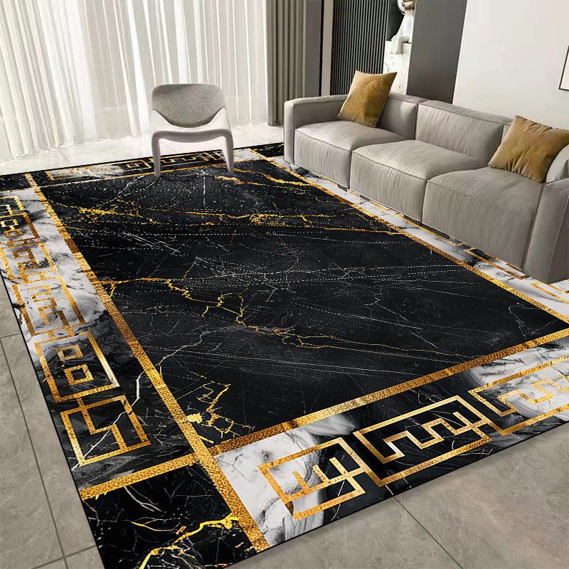 Modern Golden Frame Luxury Carpet Washable Lounge Rug Large Area Living Room Sofa Decoration Rug Bedroom Decor Bedside Floor Mat