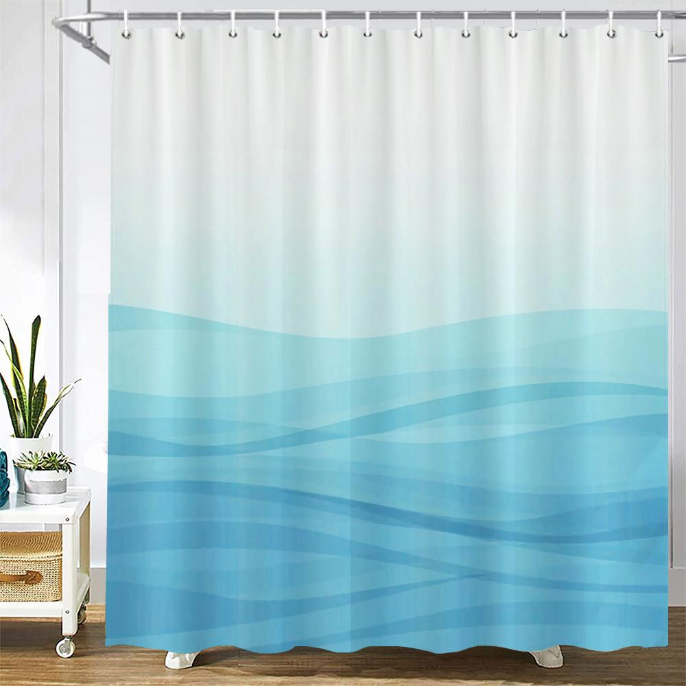 Moderner Minimalistischer Stil Duschvorhang Bedruckter Polyesterstoff Badezimmer Vorhänge Heim Badezimmer Badewannen Dekor Vorhang Mit Haken