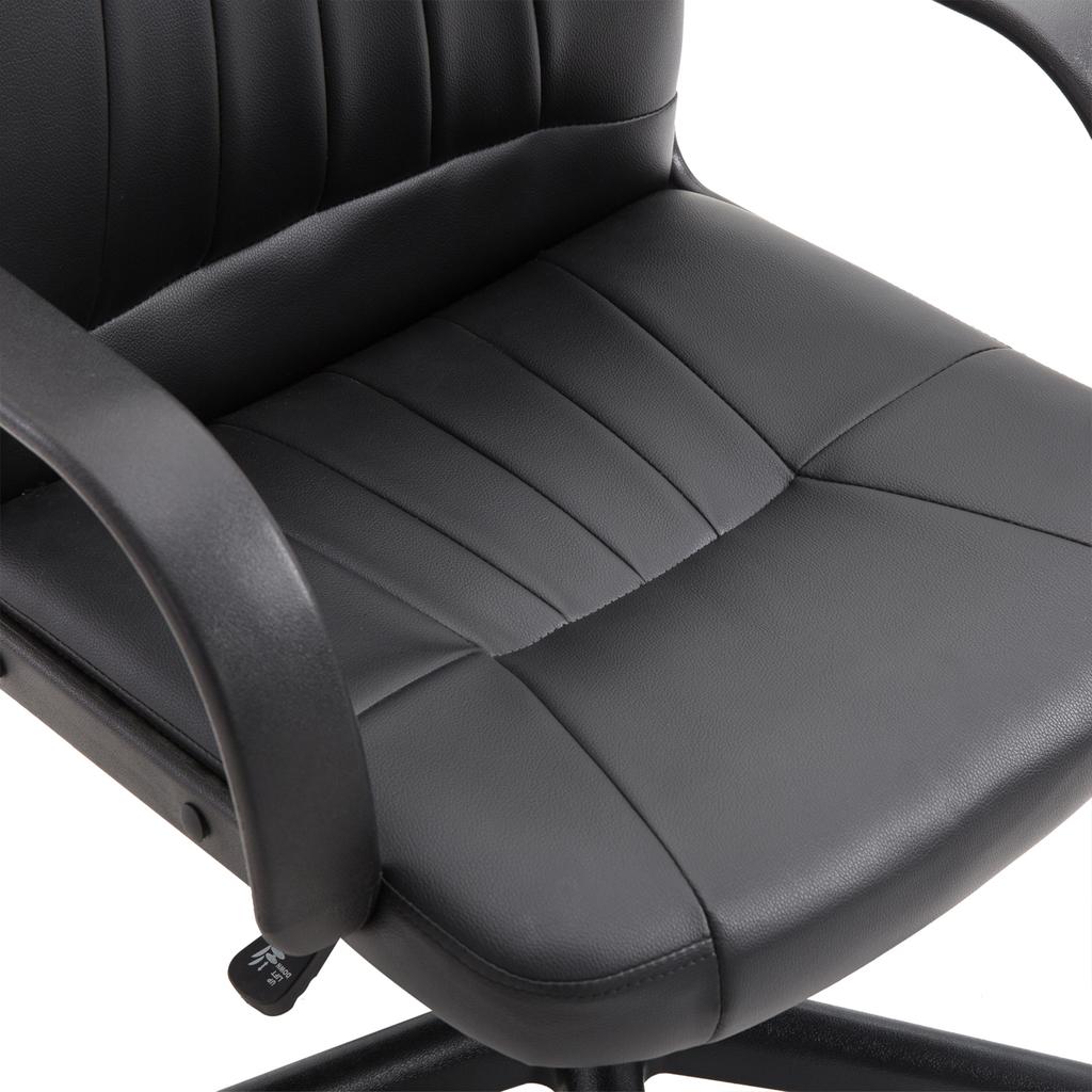 Ergonomic and Swivel Office Chair, Office Armchair with Adjustable Height In Faux Leather 60x60x94-103cm Black