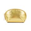 Handheld Makeup Bag with Large Capacity Gold PU Leather Zipper Bags Versatile Make Up Pouch Cosmetic Travel Organizer
