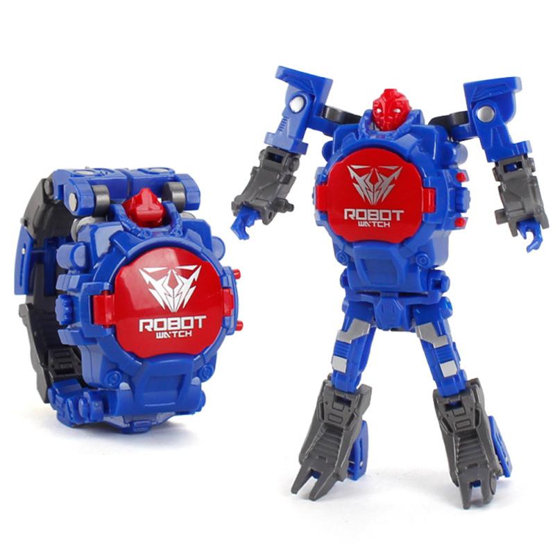 Horký! Kreslený transformovatelný robot elektronické náramkové hodinky s digitálním displejem Watch Child Boy Girl Toy