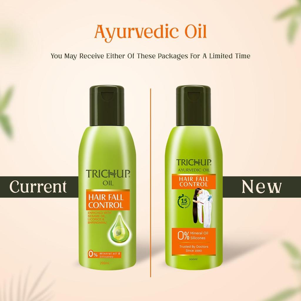 Trichup Ayurvedic Hair Fall Control Oil Pack of 2 X 200ml | Natural Hair Nourishment & Strengthening