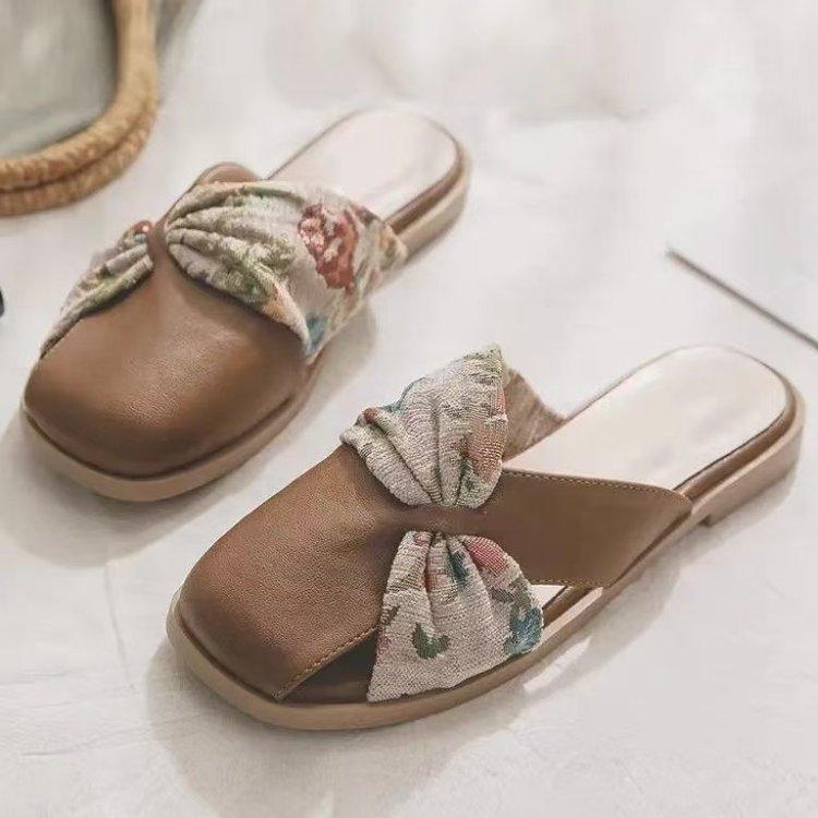 Baotou half slippers women's summer new late evening breeze gentle matching skirt versatile lazy one pedal flat-bottomed temperament sandals
