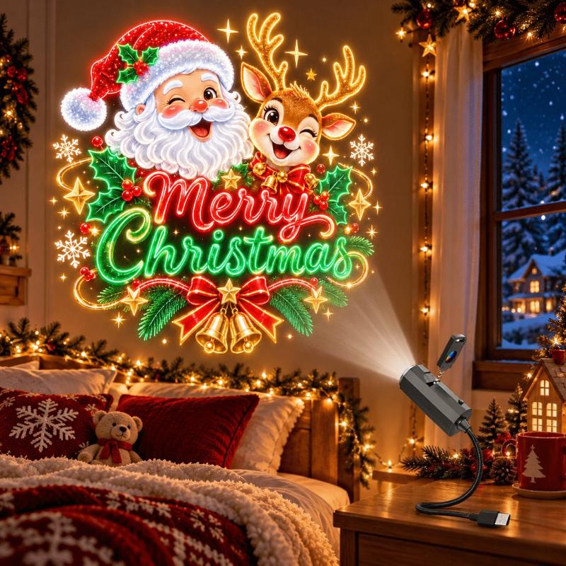 1Set Usb Christmas Theme Projection With 12 Flat Patterns Change Led Projector Decorative Home Lighting