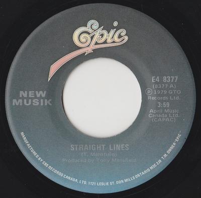 7inch Record NEW MUSIK - Straight Lines E48377 Epic 1979 Canada Pop Used