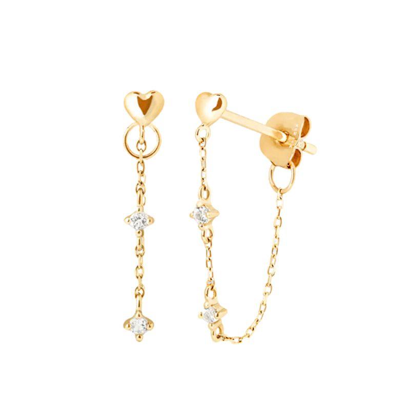 925 Silver Ear Needle Exquisite Heart Pendant Hoop Earrings Fashion Geometric Zircon Stud Earrings Women's Fine Jewelry
