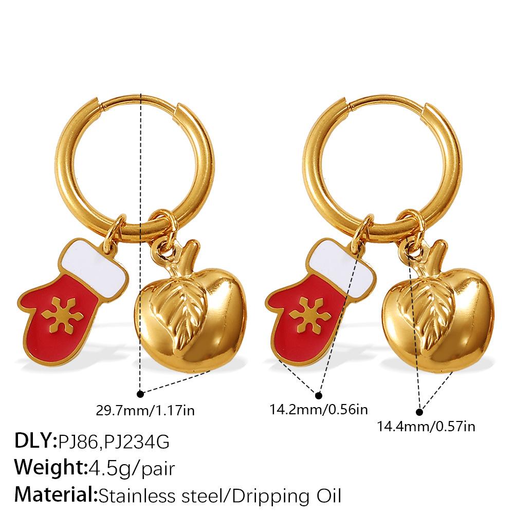Christmas Wind DIY Pendant Earrings Stainless Steel Gold-plated Fun Pendant Combination Earrings Jewelry Women