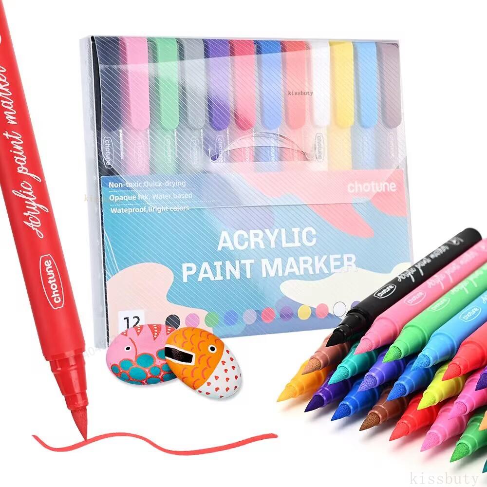 36 Barev Pastelové Akrylové Fixy Štětcové Fixy pro Dřevo Plátno Kámen Skálu Malování Sklo Keramika Látku Kov Umělecké Potřeby