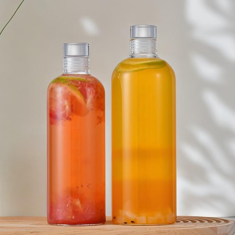2Pcs Borosilicate Transparent Glass Cup No Scale Portable Leak-Proof Water Bottle, for Coffee, Juice, Milk, Tea, Other Beverages