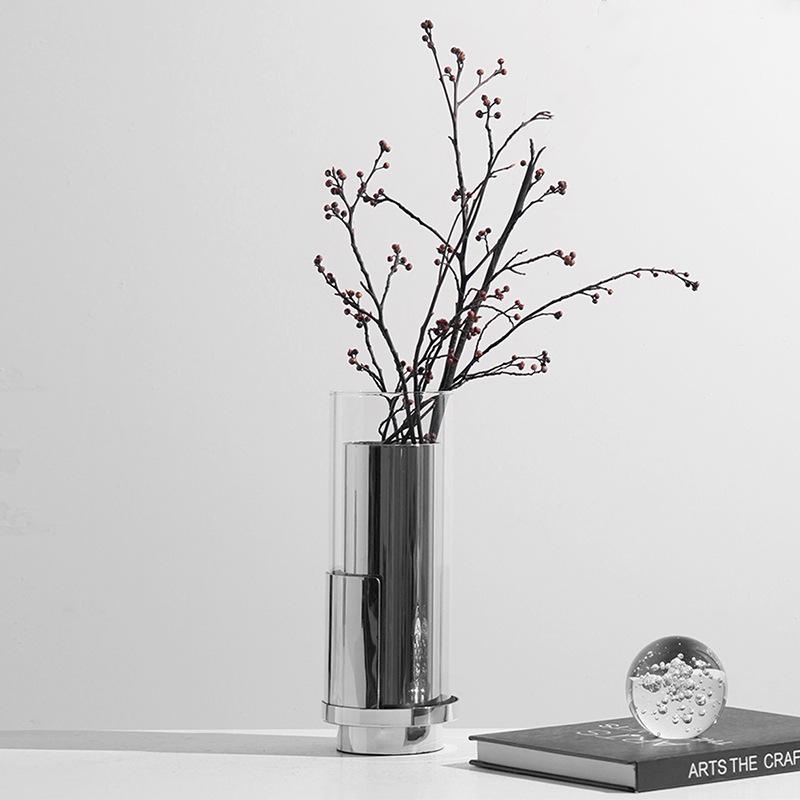 Simple Modern Glass Vase, Light Luxury Ornaments, Creative Home Bouquets, Flower Arrangements, Sample Room Metal Decorations