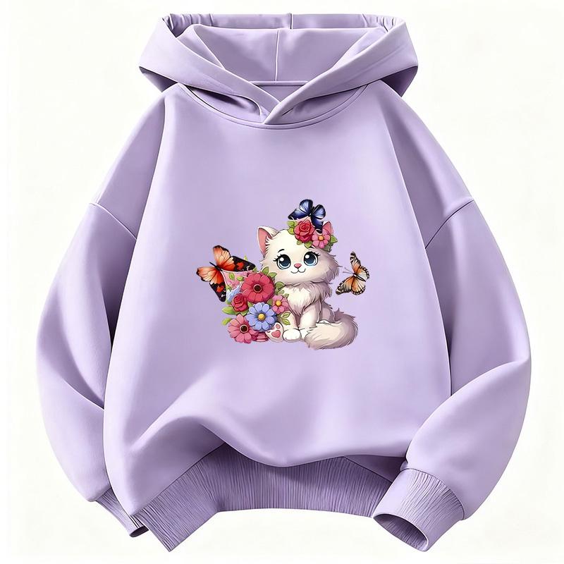 Funny Cat Cute Girls Hoodie Kids Children's Sweatshirt Cute Harajuku Hoody for Boys Autumn Winter Casual Hoodies
