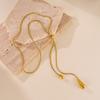 Moda Europa e América Cor Dourada Aço Inoxidável Pingente de Colar com Franja Gota d'Água para Mulheres Corrente Clavicular Joias de Festa