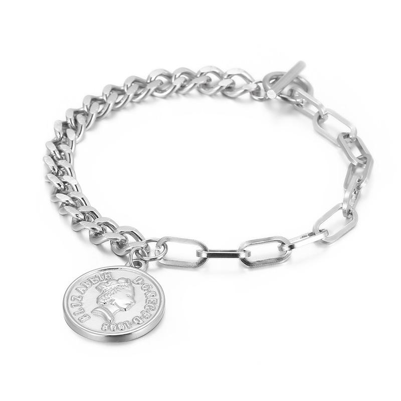 

Японско-корейский модный браслет из нержавеющей стали с портретом королевы и застежкой OT