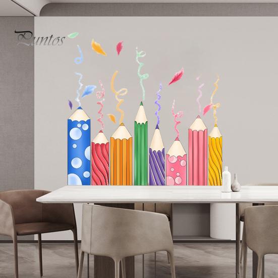 Naklejka ścienna do pokoju dziecięcego kolorowy nadruk ołówkiem samoprzylepna antypoślizgowa świetna lepkość wymienna naklejka ścienna do sypialni dla dzieci przedszkole
