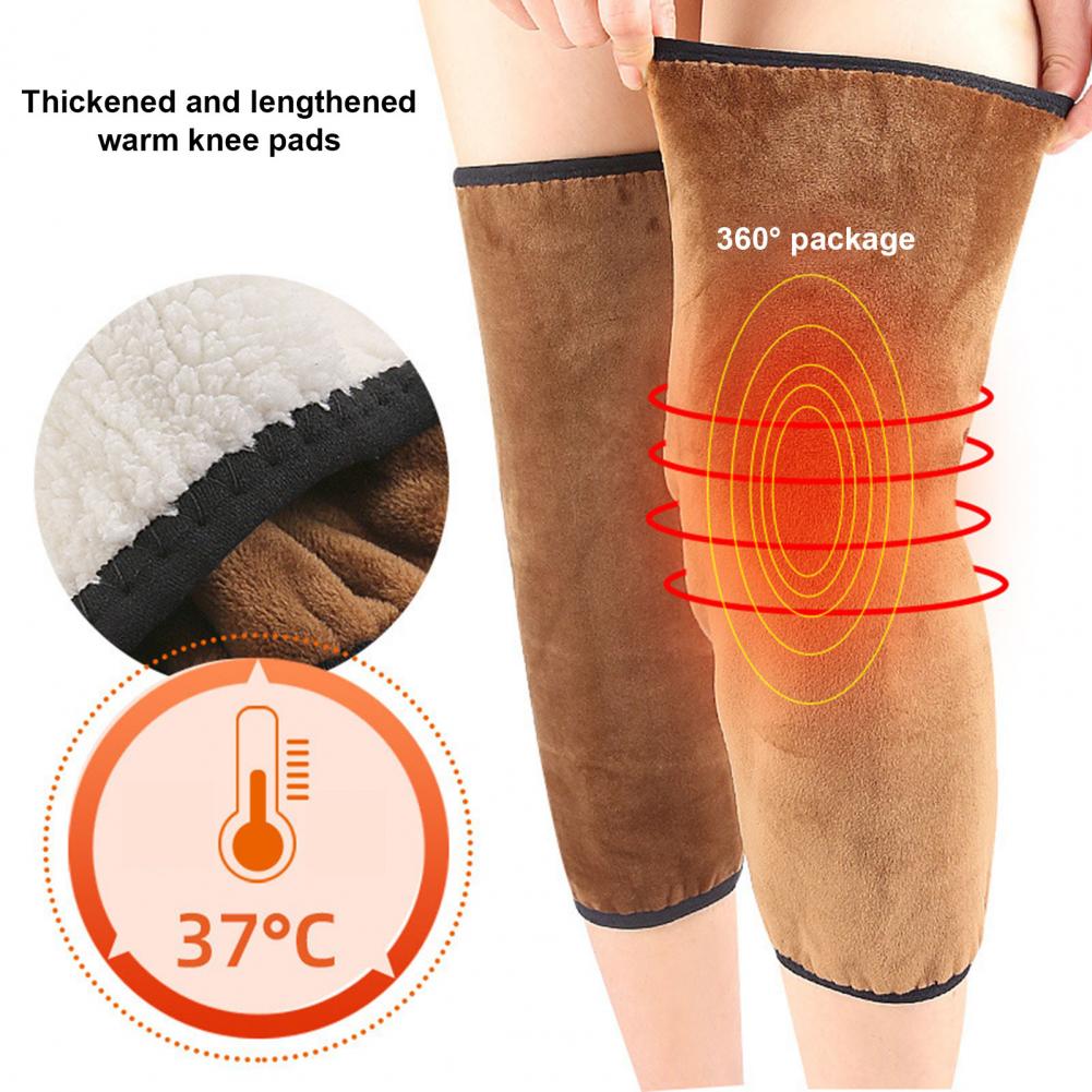 Warm Knee Sleeves with Zipper Winter Knee Support Set Thicken Fleece Lined Knee Brace Cashmere Joint for Arthritic for Skiing