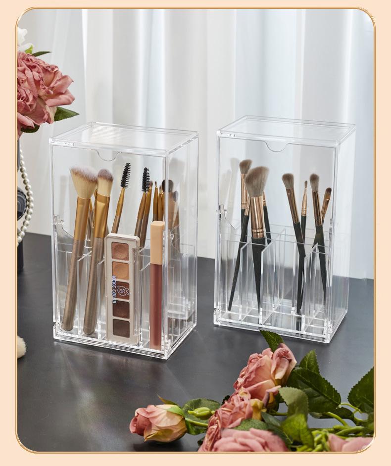 Transparent Dustproof Makeup Brush & Cosmetic Holder for Brushes, Eyebrow & Eyeliner Pencils