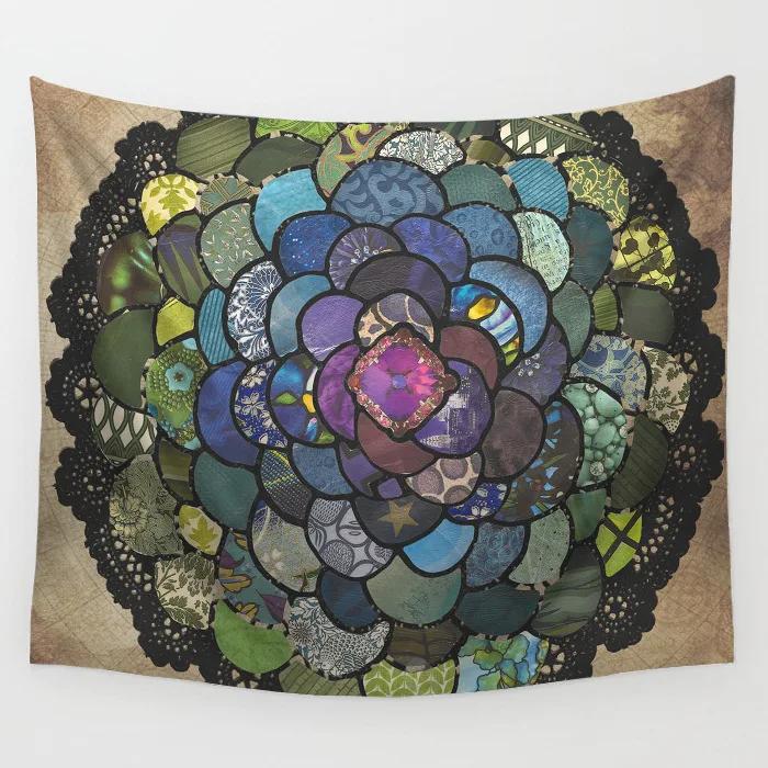Tapestry Wall Covering Rug Boho Bedspread Home Decor Shiny Mandala Pattern Hippie Hanging